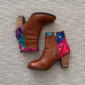 Brown and Multicolor Ankle Boots